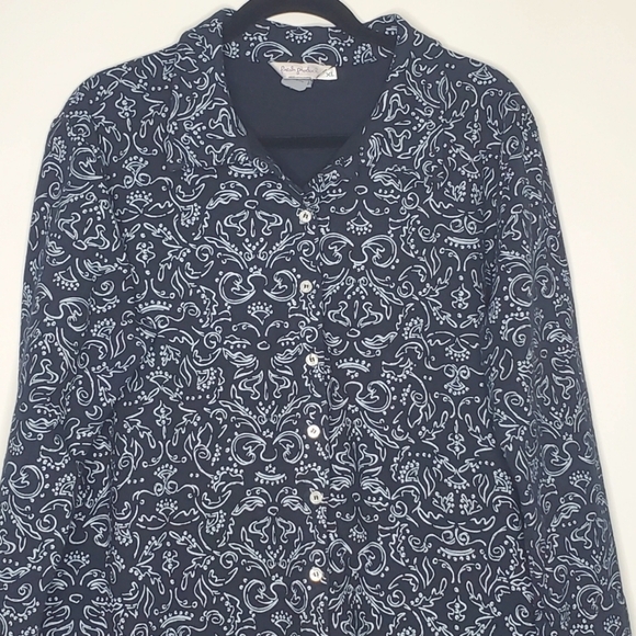 Fresh Produce Paisley Shacket Size XL Long Sleeve Cotton Shirt Jacket Blue - Picture 2 of 10
